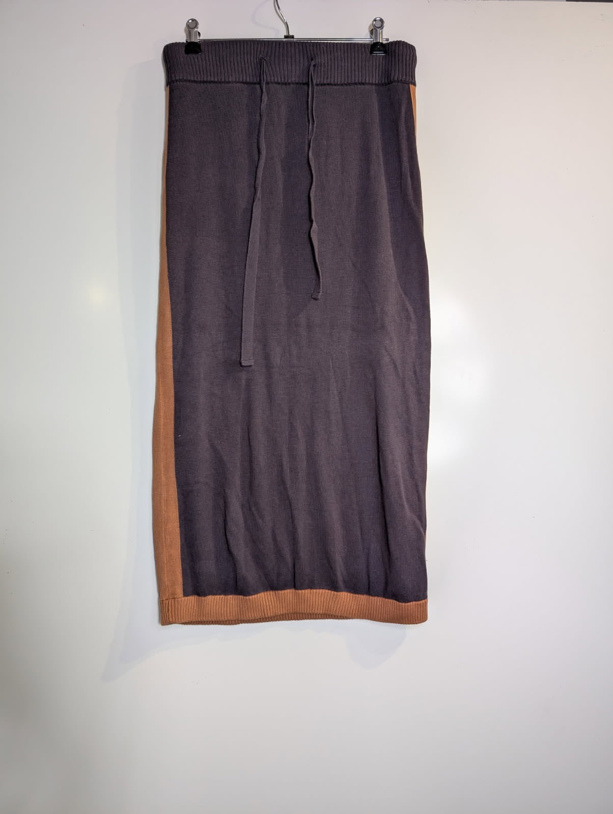 Ceres Life Organic Cotton Knit Midi Skirt Brown & Charcoal Size S - Image 2