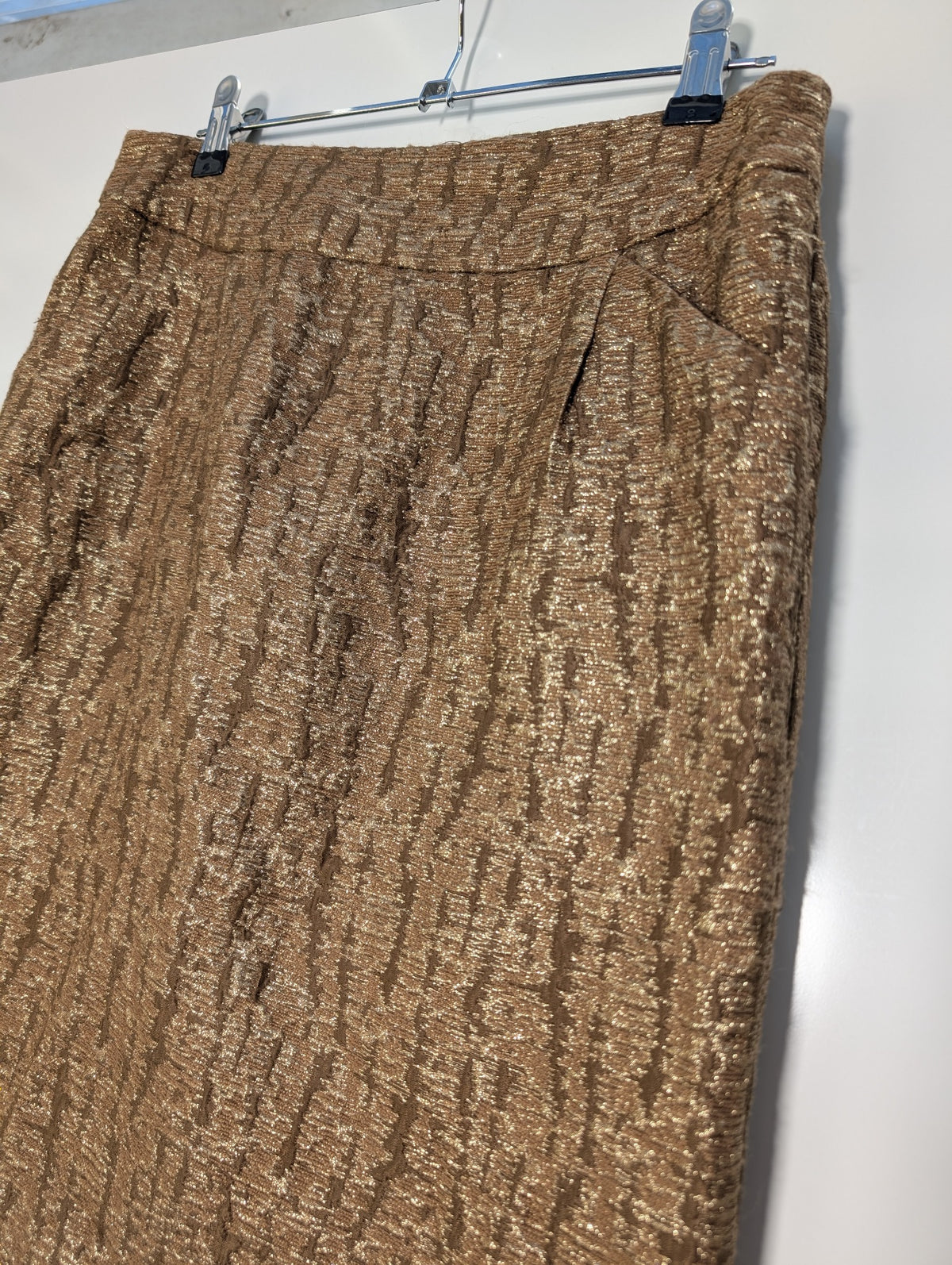 J.Crew Metallic Gold Textured A-Line Skirt Women's Size 6 - Image 3