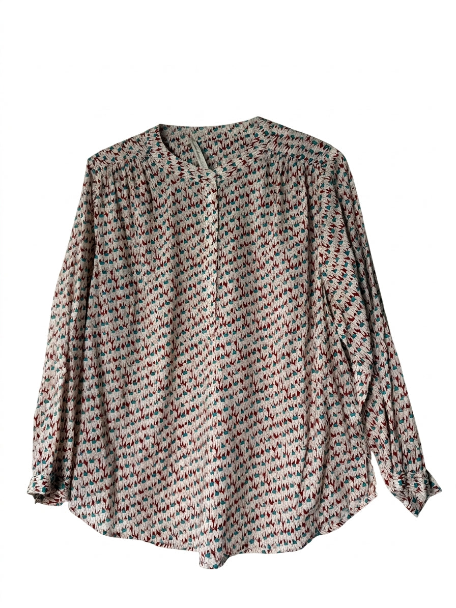 Marie Louise de Monterey Elephant Print Cotton Blouse Size 10 - Image 1