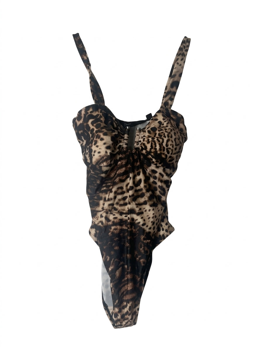 Friends Like These Leopard Print One-Piece Swimsuit Size UK 12 - Image 1