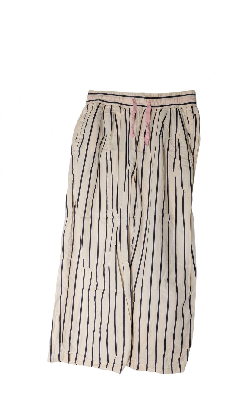 Peter Alexander Women's Striped Pajama Pants Cream Navy Cotton Size M - Image 1