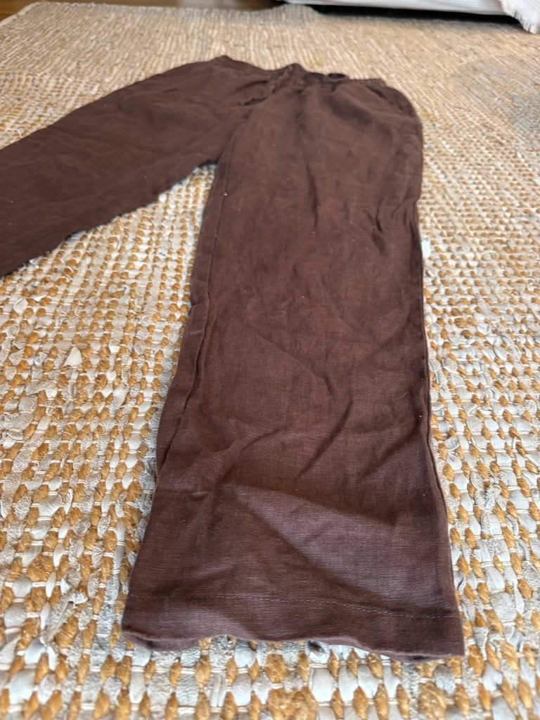 AERE Brown Linen-Blend Drawstring Pants Size 30 - Image 7