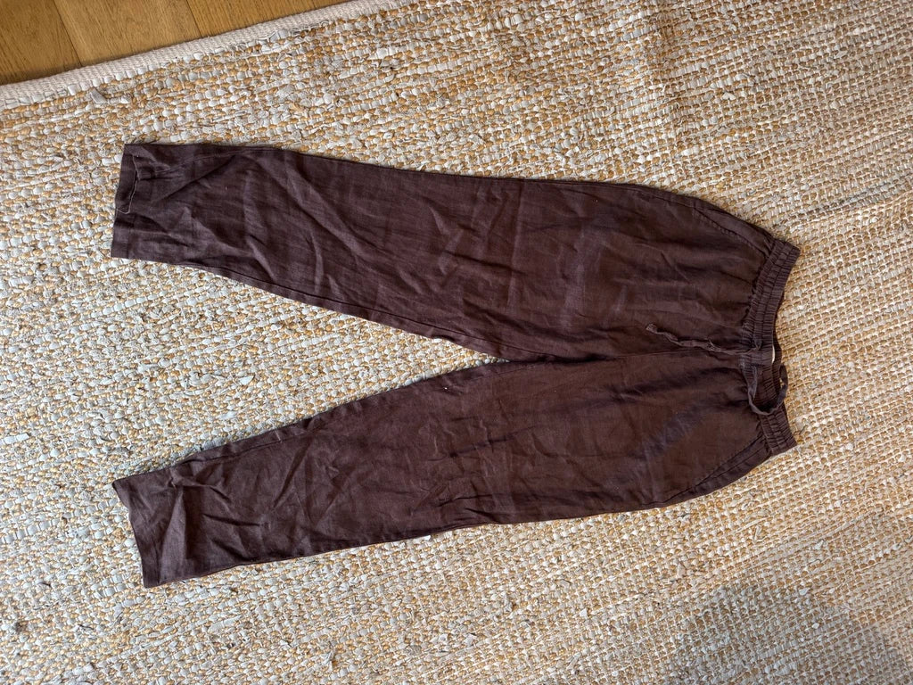 AERE Brown Linen-Blend Drawstring Pants Size 30 - Image 8