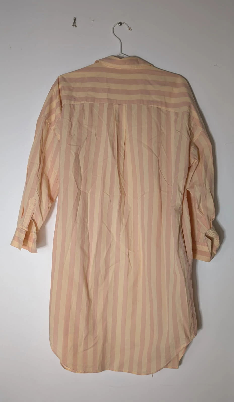 LMND Striped Long Sleeve Button-Up Shirt Peach Cream Size S - Image 6