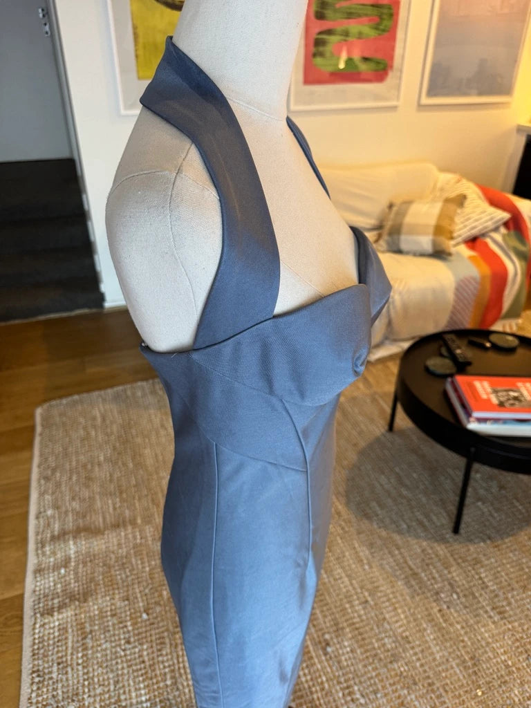 EIK Halter-Neck Dress Blue/Grey - Image 8
