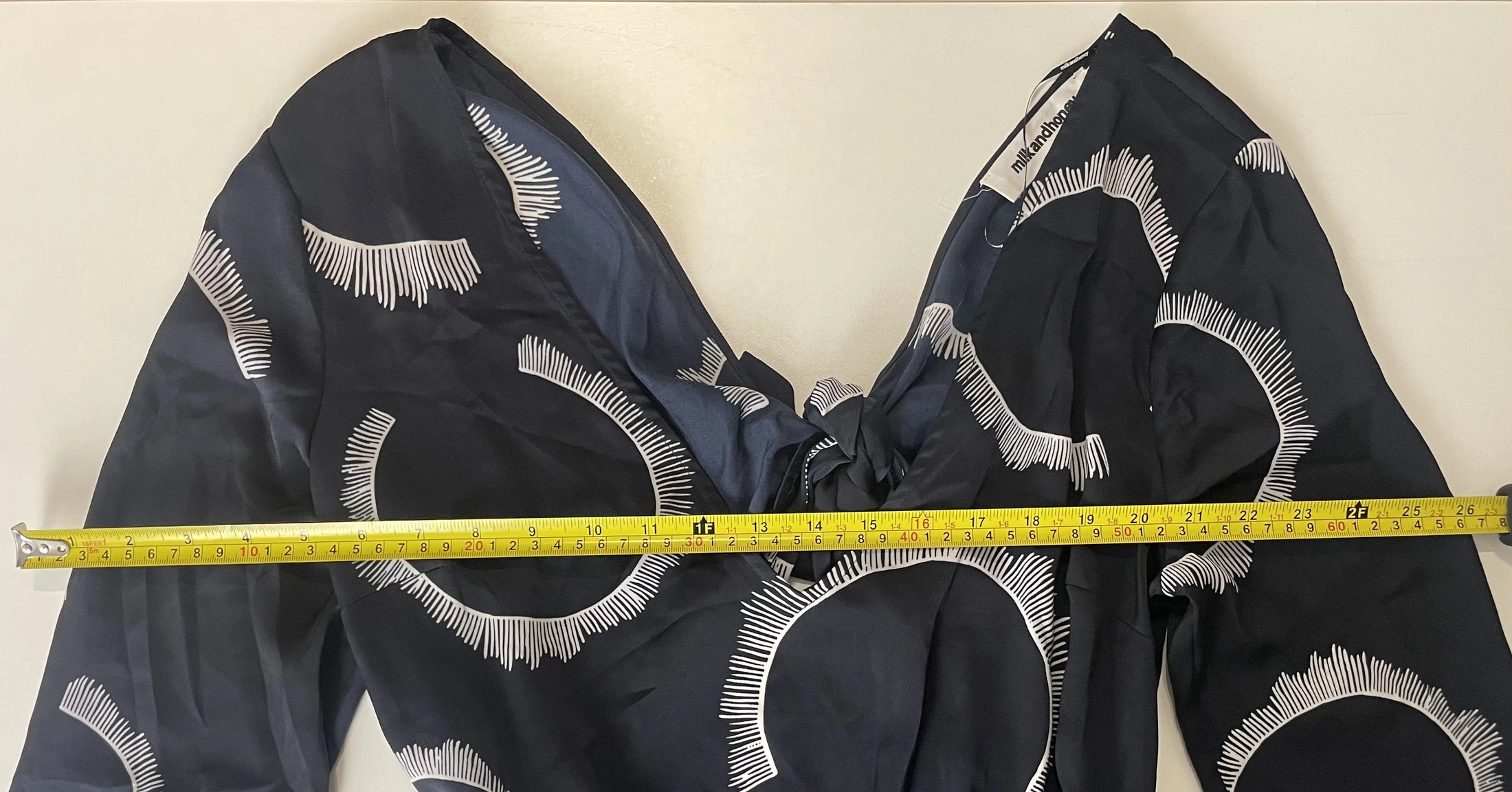 Milkandhoney Navy Blue Sunburst Pattern Cotton Dress Size 12 - Image 7