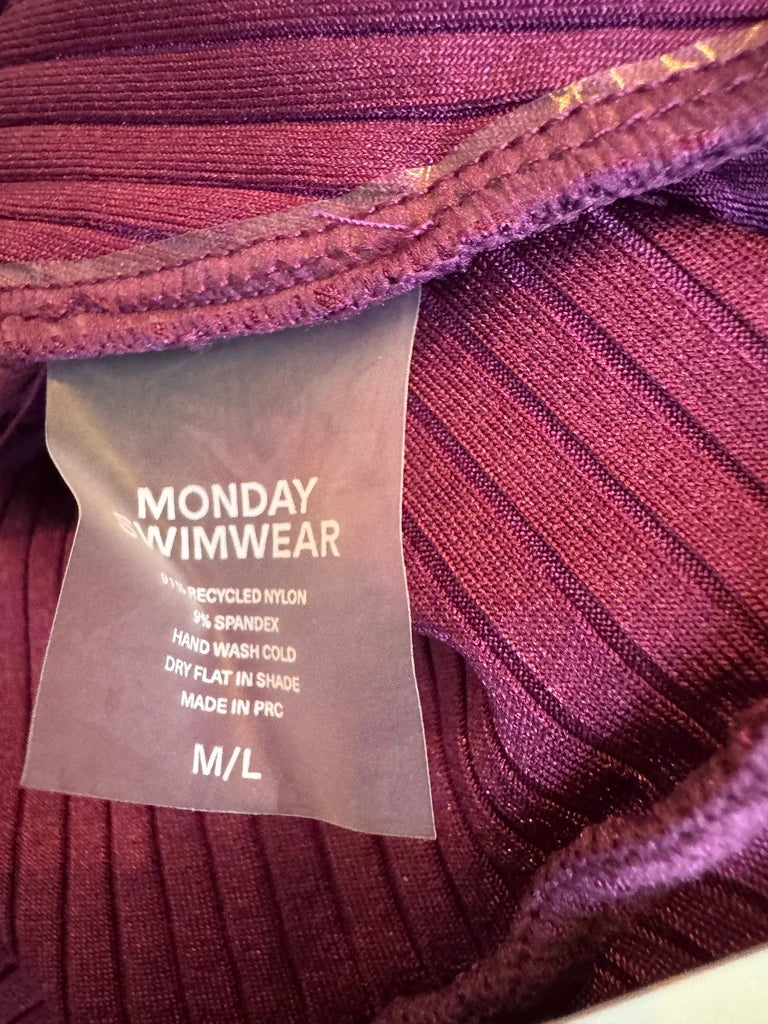 Monday Swimwear Andros Ribbed Sarong Skirt Eggplant - Image 8