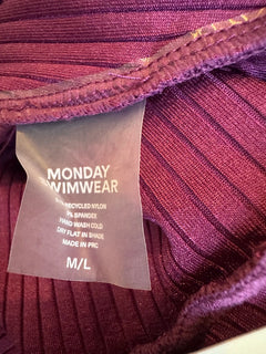 Monday Swimwear Andros Ribbed Sarong Skirt Eggplant - Image 8