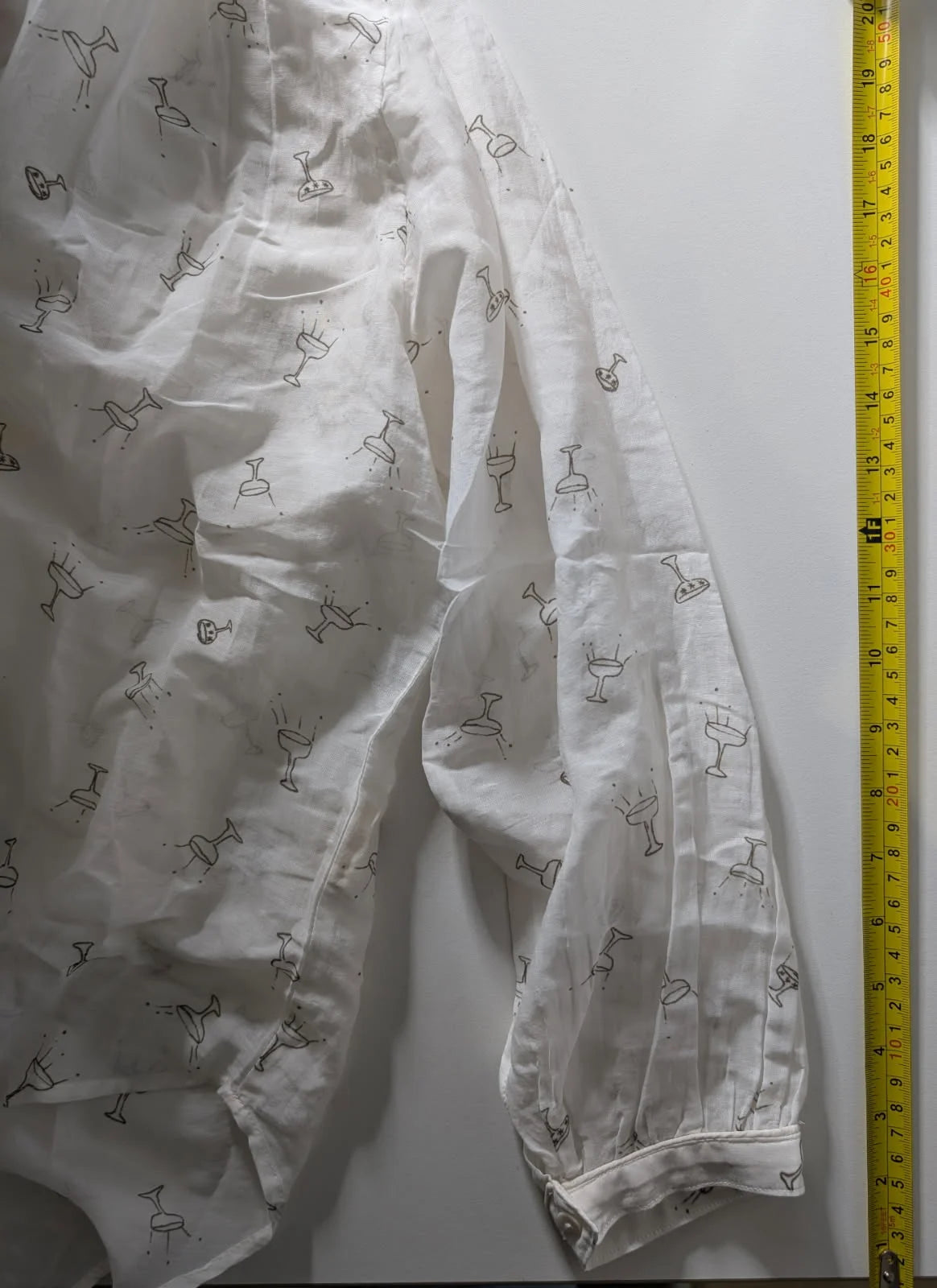 Marie Louise de Monterey White Martini Glass Print Long Sleeve Blouse - Image 8