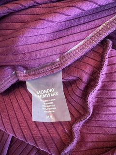 Monday Swimwear Andros Ribbed Sarong Skirt Eggplant - Image 9