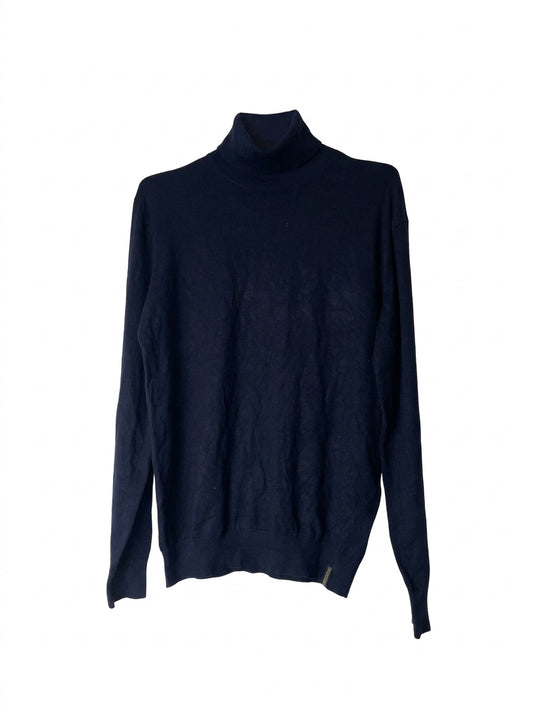 Scotch & Soda Dark Navy Blue Ribbed Knit Turtleneck Sweater - Image 1