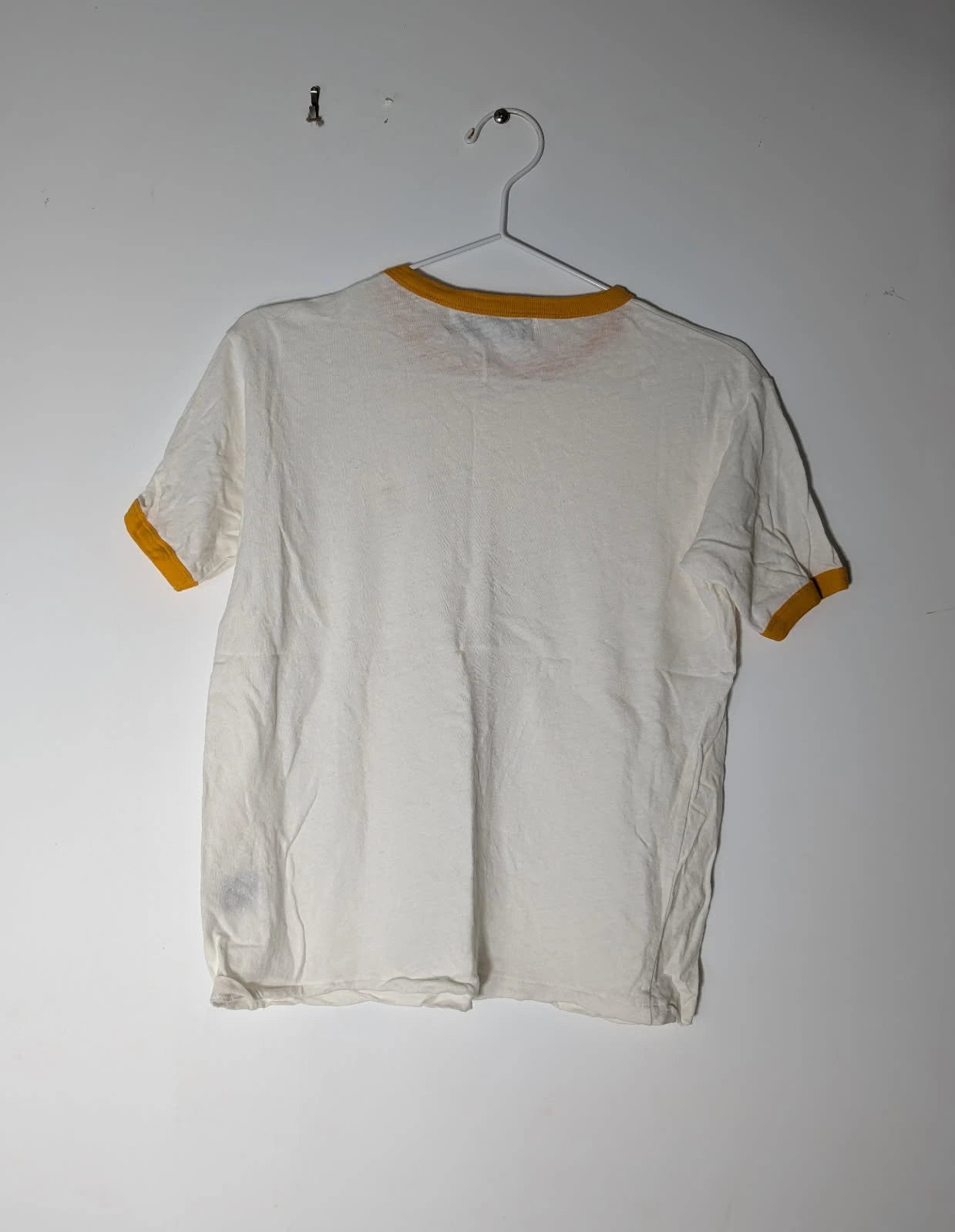 Auguste White Ringer T-Shirt with Mustard Yellow Trim - Image 5