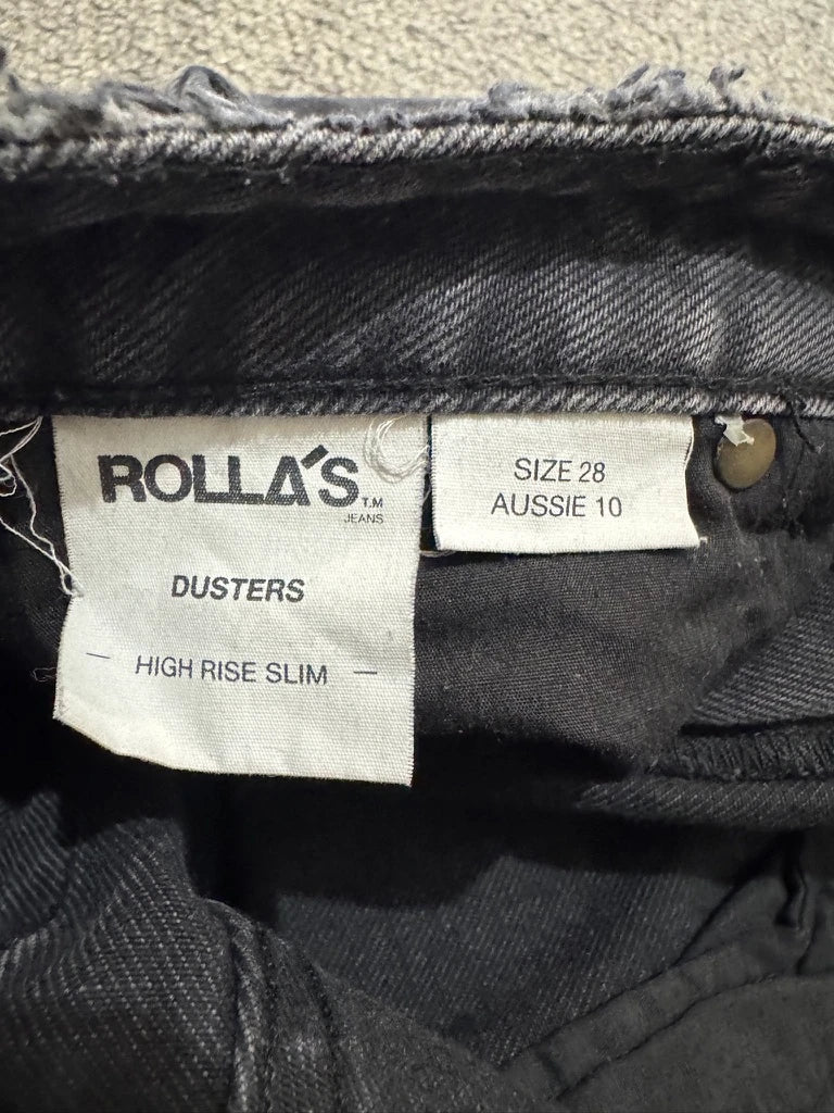 Rolla's Dusters High Rise Slim Black Denim Shorts Size 28 - Image 8