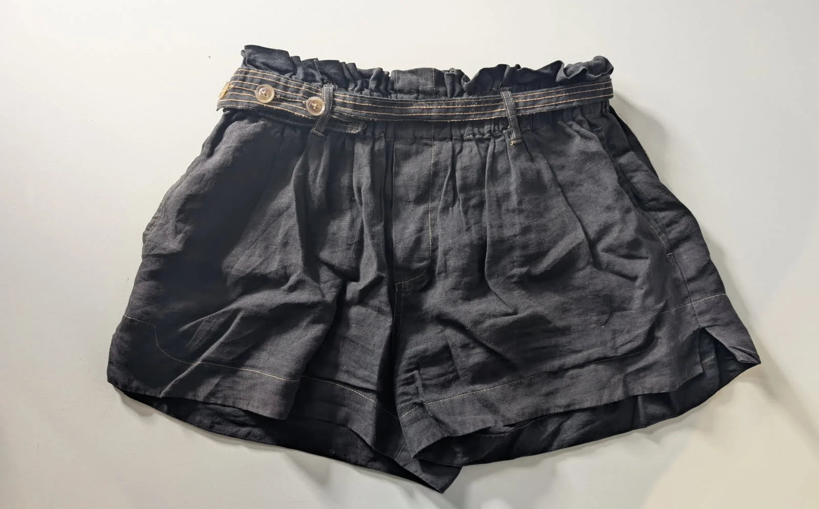Bassike Women's Linen Shorts Dark Grey Size 2 - Image 7