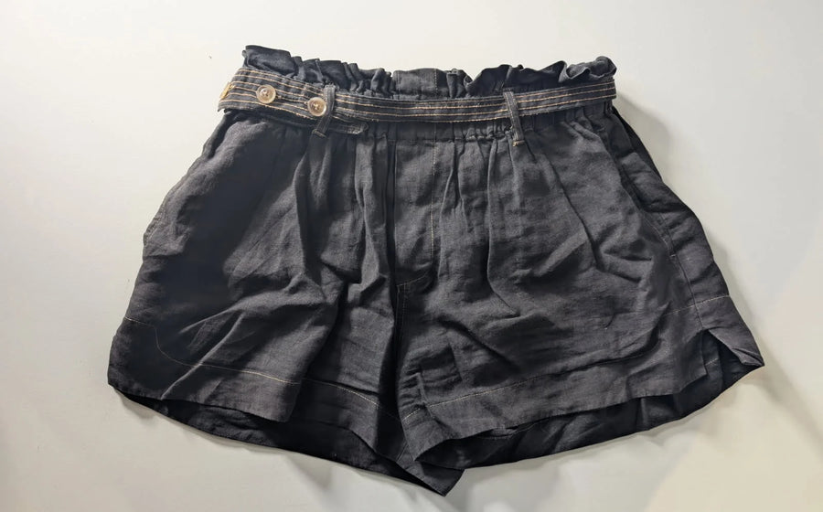 Bassike Women's Linen Shorts Dark Grey Size 2 - Image 7