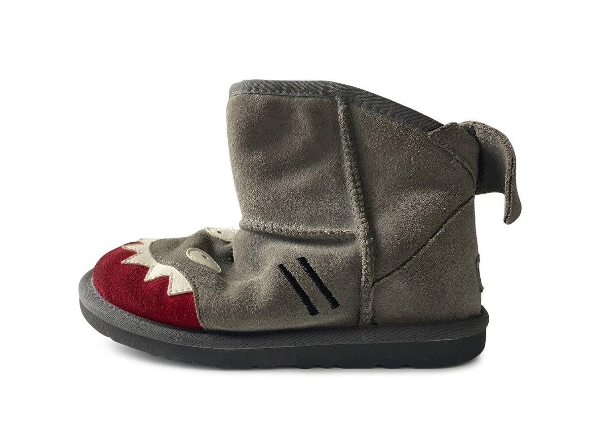 UGG Kids Grey Suede Shark Face Boots - Image 7