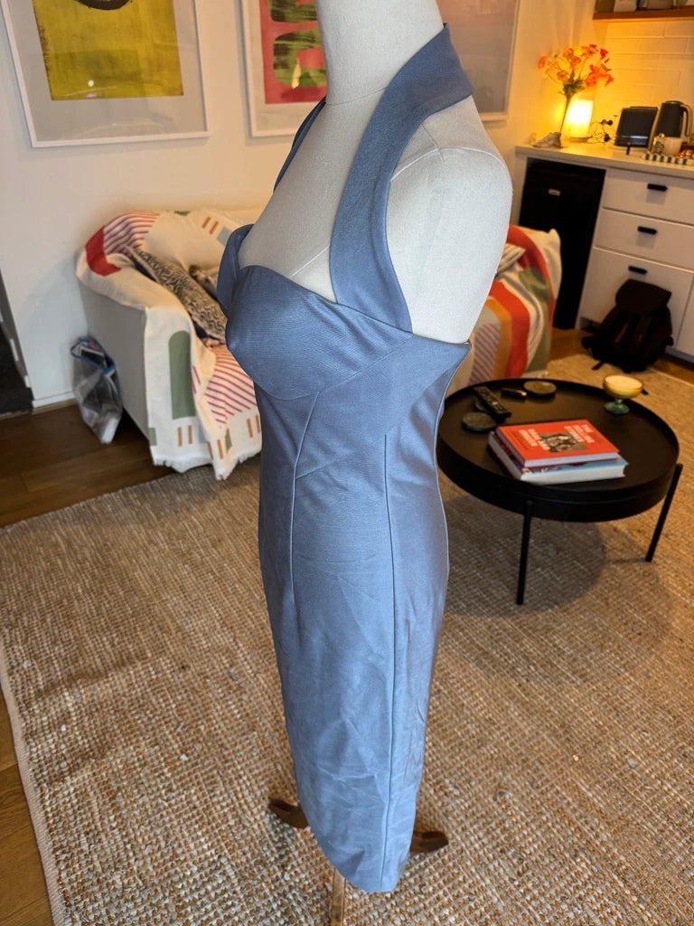 EIK Halter-Neck Dress Blue/Grey - Image 9