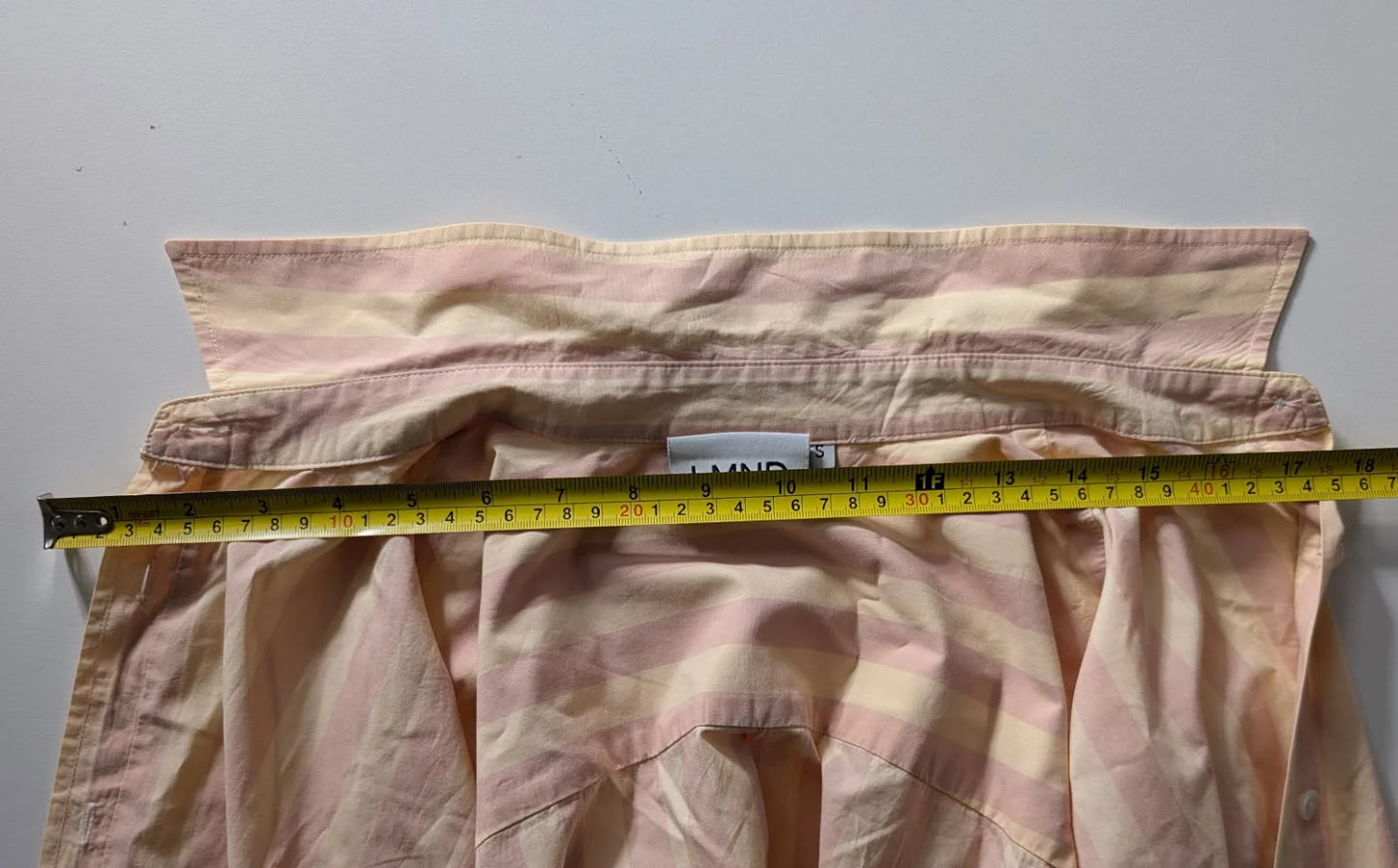 LMND Striped Long Sleeve Button-Up Shirt Peach Cream Size S - Image 8