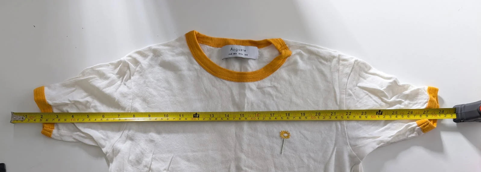 Auguste White Ringer T-Shirt with Mustard Yellow Trim - Image 6