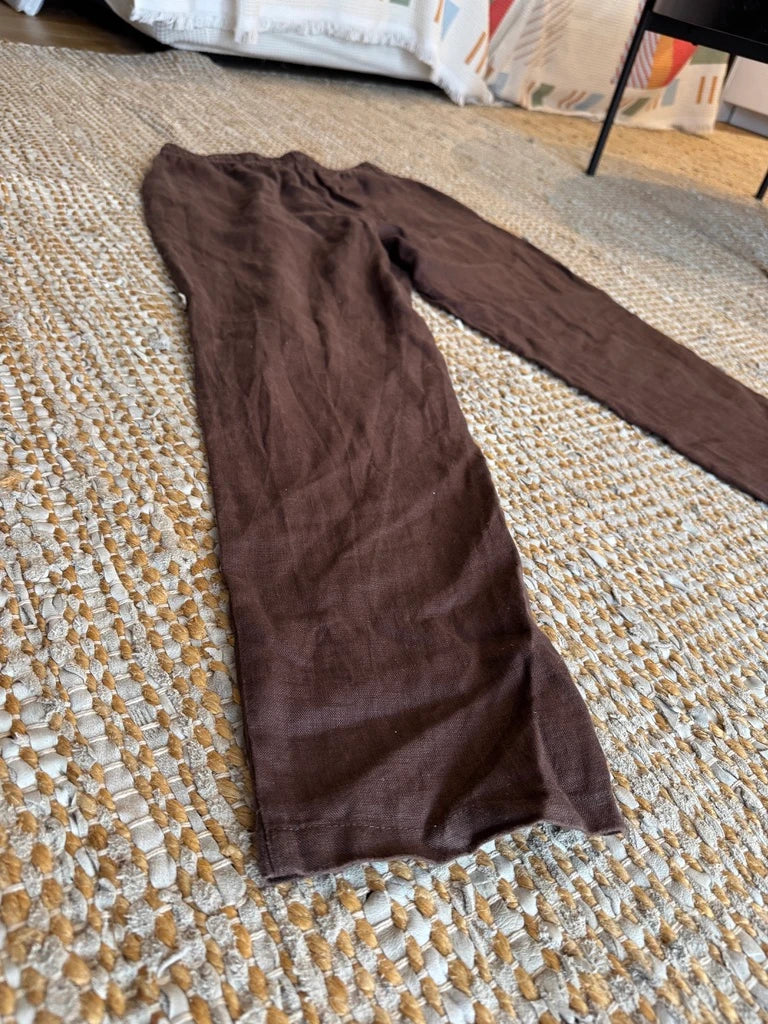 AERE Brown Linen-Blend Drawstring Pants Size 30 - Image 9