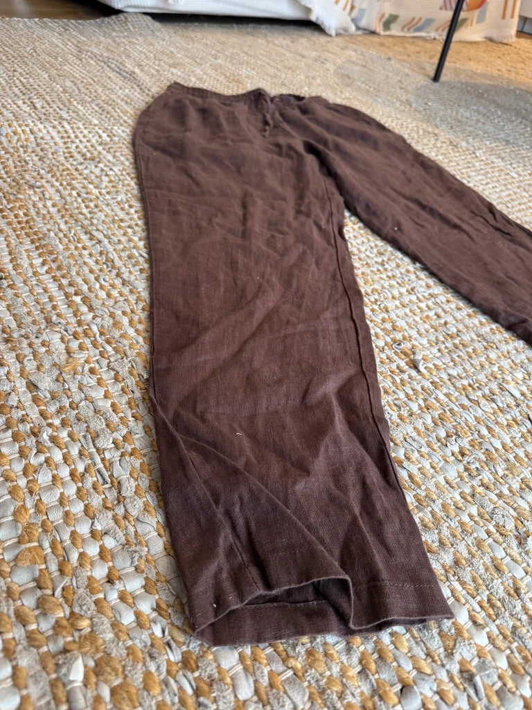 AERE Brown Linen-Blend Drawstring Pants Size 30 - Image 10