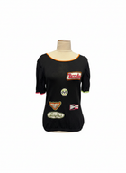 Escada Racing Club Black Short Sleeve Knit Top Size 36 - Image 1