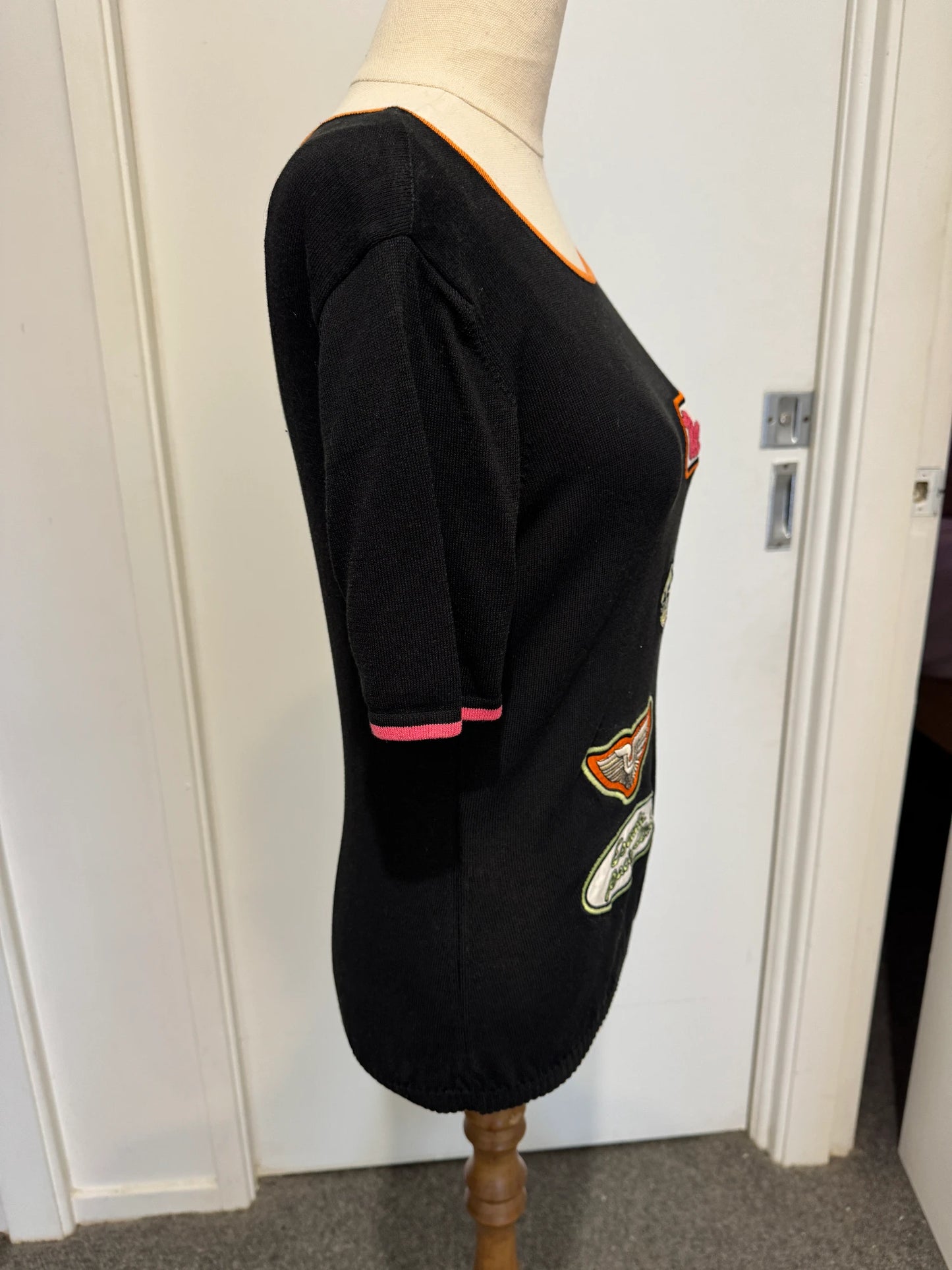 Escada Racing Club Black Short Sleeve Knit Top Size 36 - Image 2