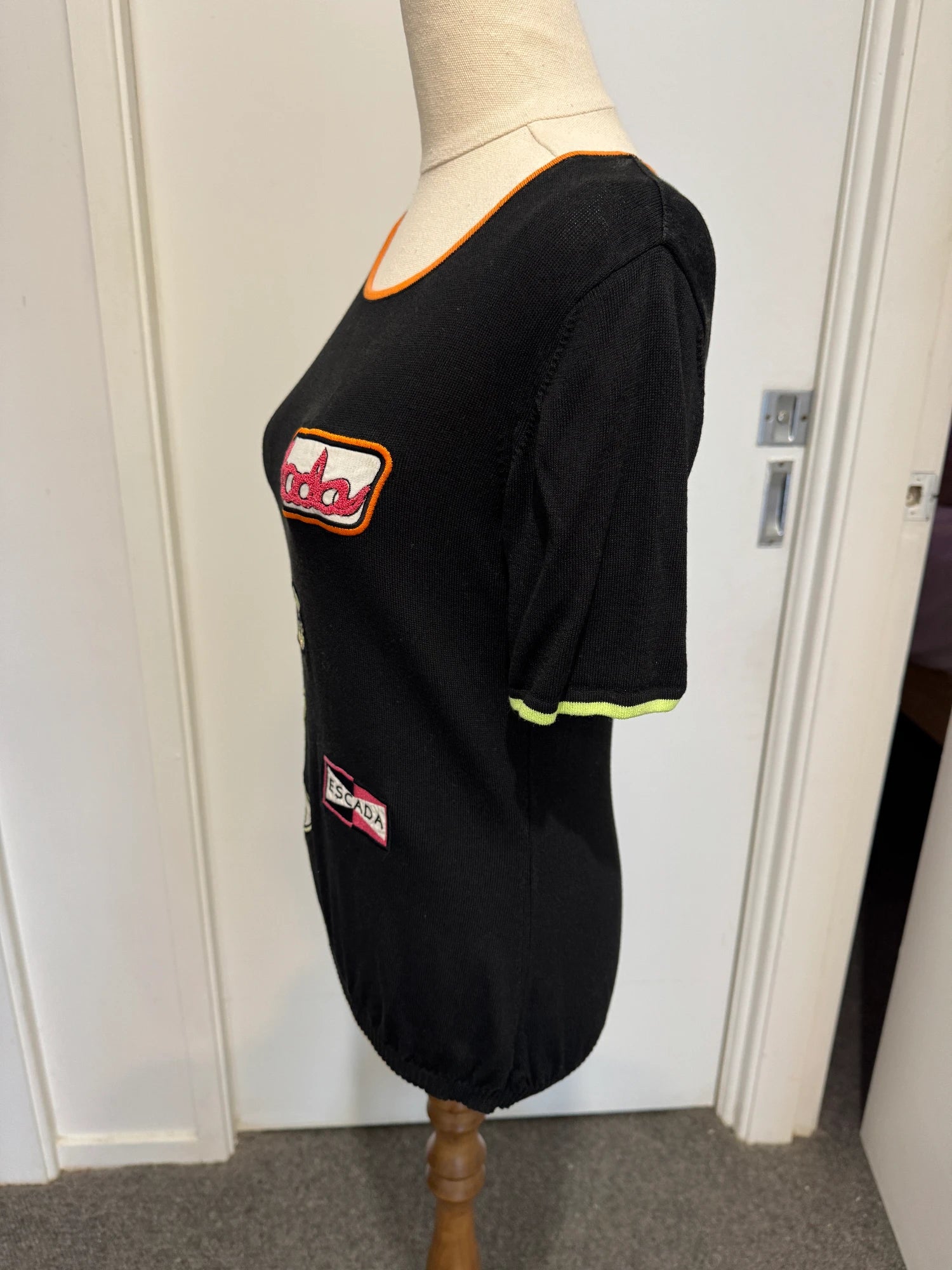 Escada Racing Club Black Short Sleeve Knit Top Size 36 - Image 3