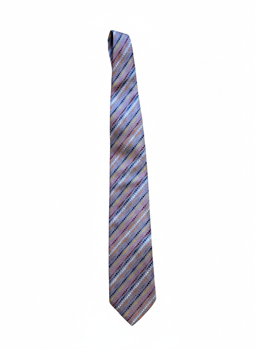 Missoni Italy Silk Necktie Multi-Color Dotted Stripe Pattern - Image 1