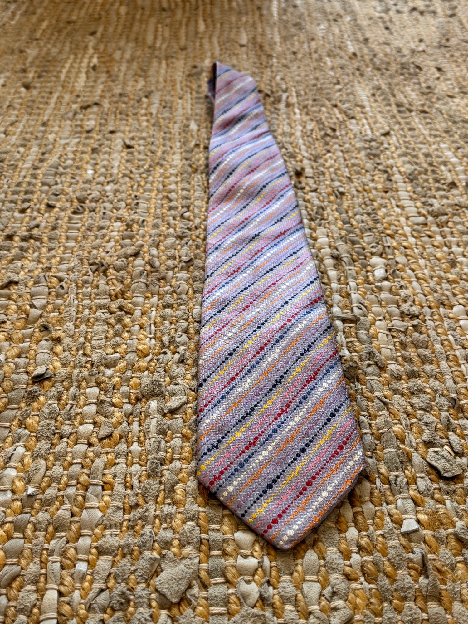 Missoni Italy Silk Necktie Multi-Color Dotted Stripe Pattern - Image 2