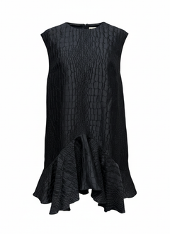 Alex Perry Black Textured Ruffle Hem Mini Dress - Image 1