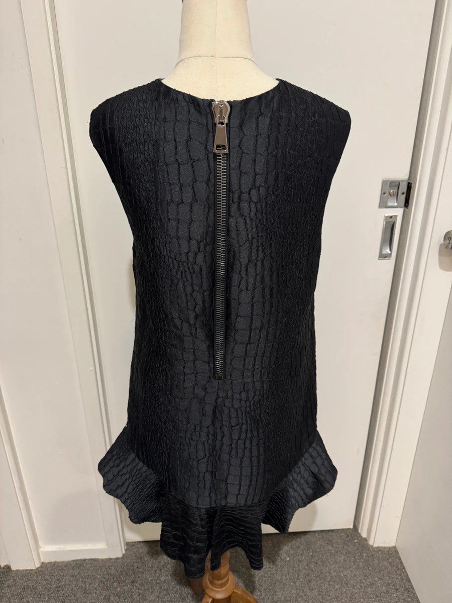 Alex Perry Black Textured Ruffle Hem Mini Dress - Image 5