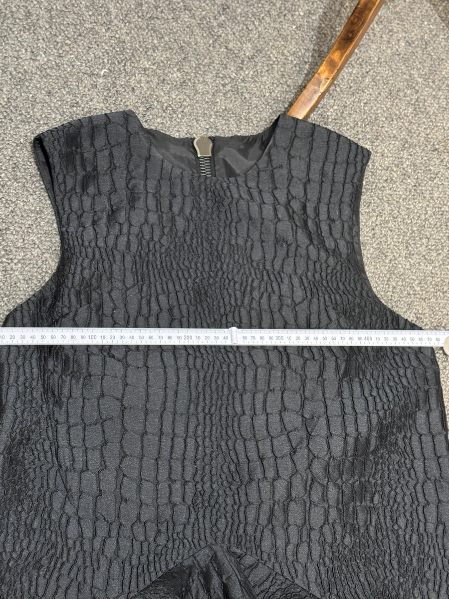 Alex Perry Black Textured Ruffle Hem Mini Dress - Image 11