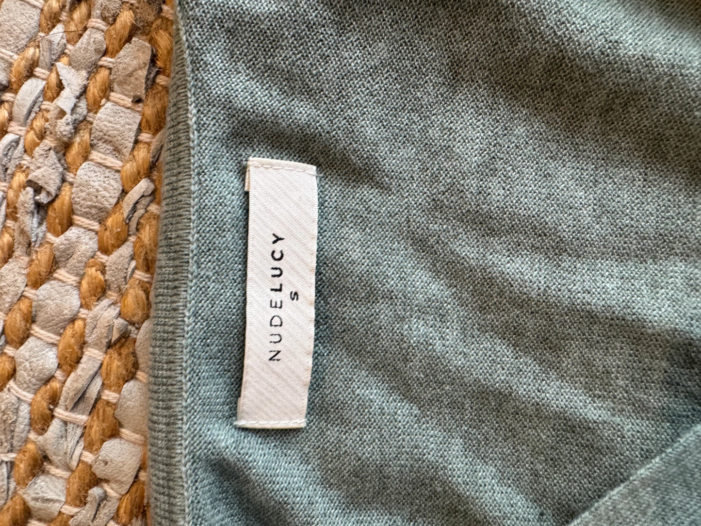 Nude Lucy Sage Green V-Neck Long Sleeve Knit Top Size S - Image 2