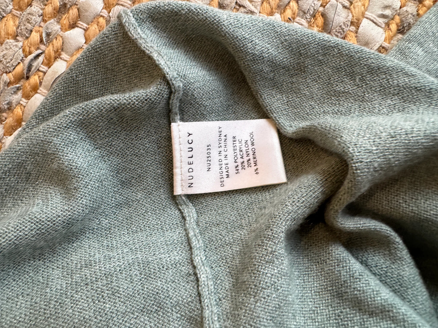 Nude Lucy Sage Green V-Neck Long Sleeve Knit Top Size S - Image 3