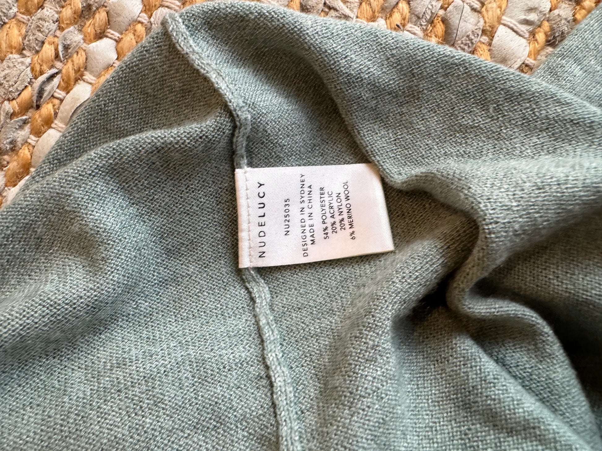 Nude Lucy Sage Green V-Neck Long Sleeve Knit Top Size S - Image 3