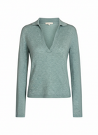 Nude Lucy Sage Green V-Neck Long Sleeve Knit Top Size S - Image 1