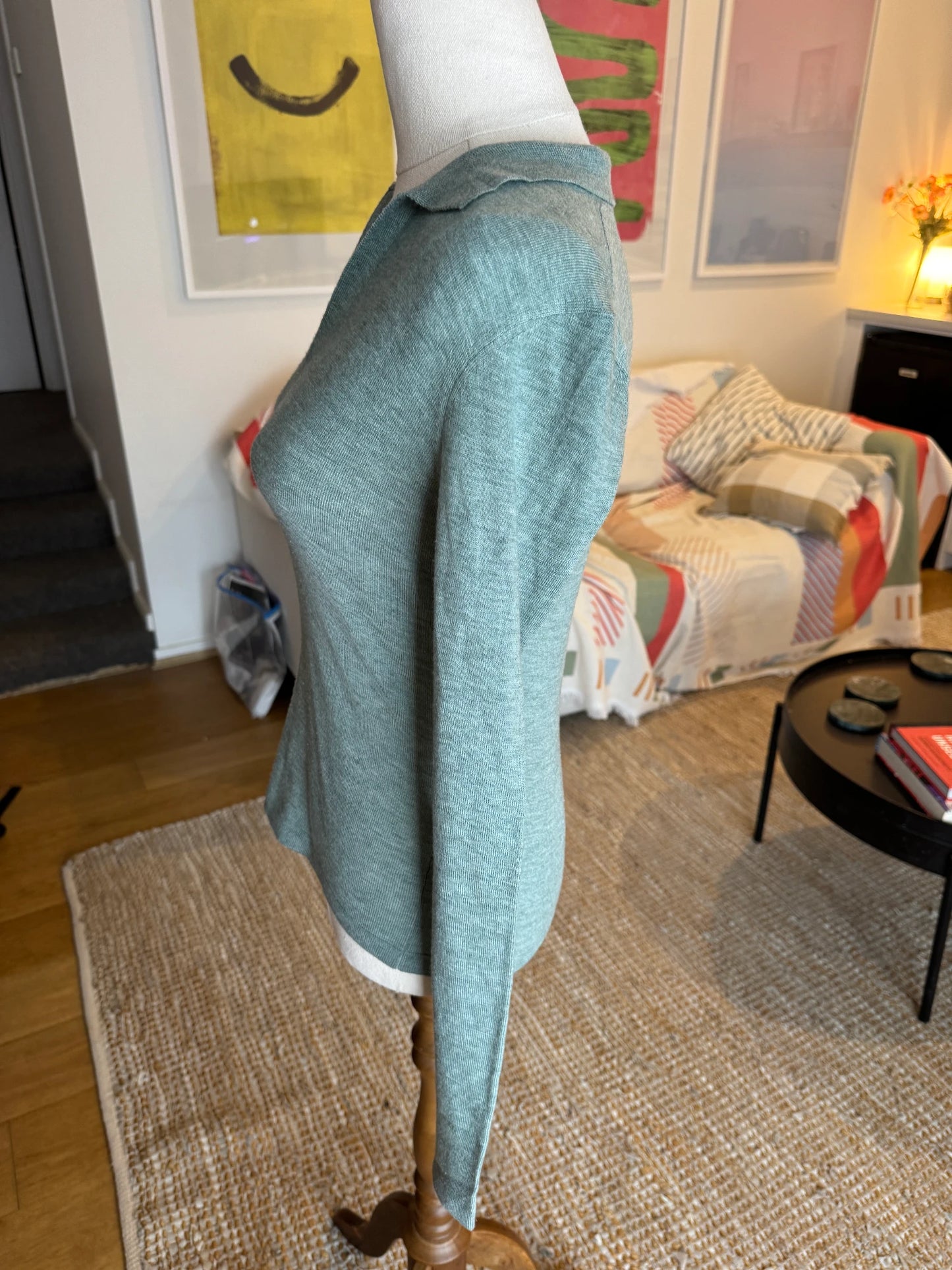 Nude Lucy Sage Green V-Neck Long Sleeve Knit Top Size S - Image 6