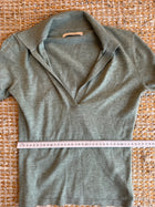 Nude Lucy Sage Green V-Neck Long Sleeve Knit Top Size S - Image 9