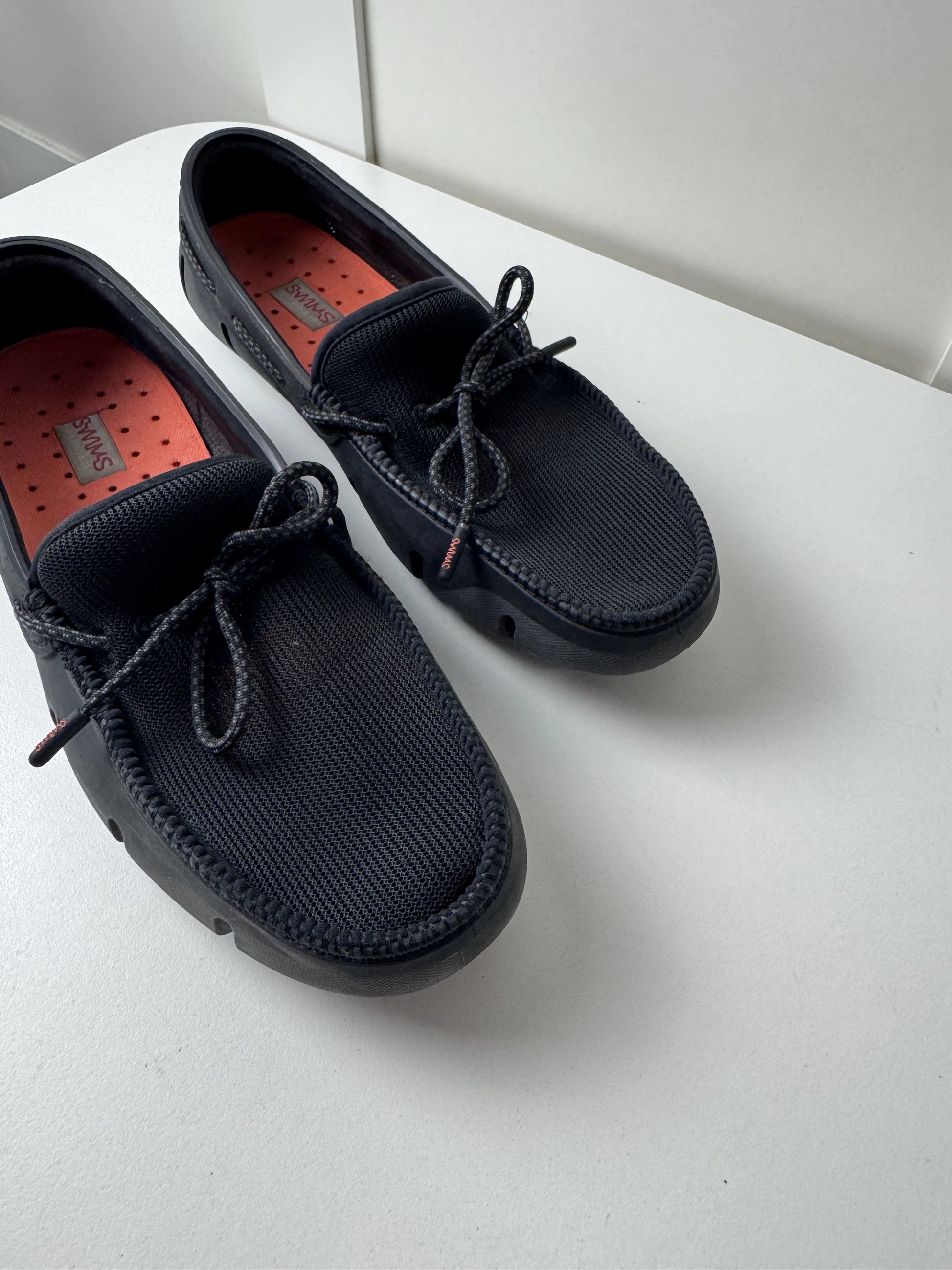 SWIMS Men's Loafers Black with Orange Lining Size US 10 - Image 9