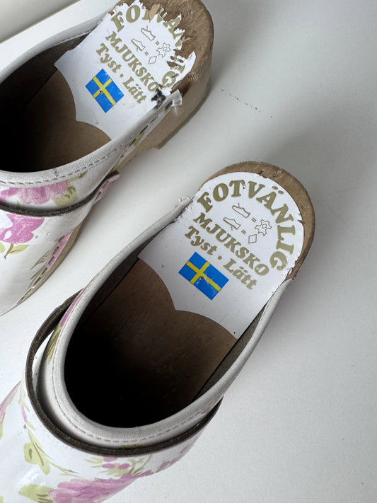 Fotvänlig Mjuksko Floral Wooden Clogs Swedish Comfort Shoes - Image 2