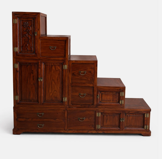 Antique Rosewood Sideboard Cabinet Carved Timber Drawers Oriental Storage Unit
