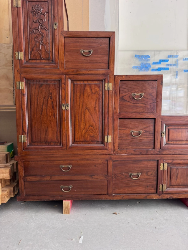 Antique Rosewood Sideboard Cabinet Carved Timber Drawers Oriental Storage Unit