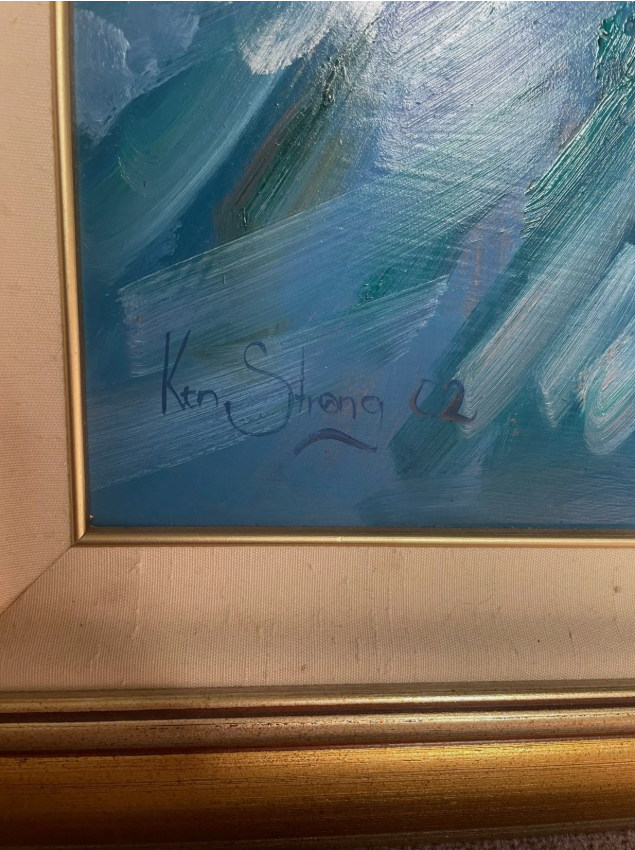 Original Oil Painting “Of Rivera Ocean” Large Framed Coastal Artwork Gold Frame