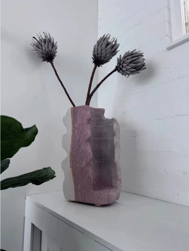 Handcrafted Hawkesbury Sandstone Vase Sculpture Rare Natural Stone Art Piece