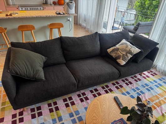 Cosh 3 Seater Sofa Charcoal Fabric Modern Designer Lounge Couch Seating