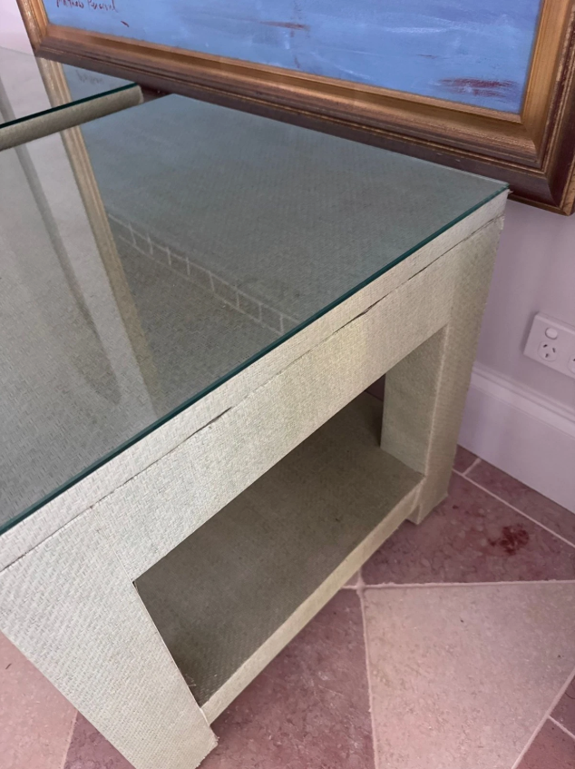 Pair Designer Grasscloth Bedside Tables From The Classic Outfitter Side Tables