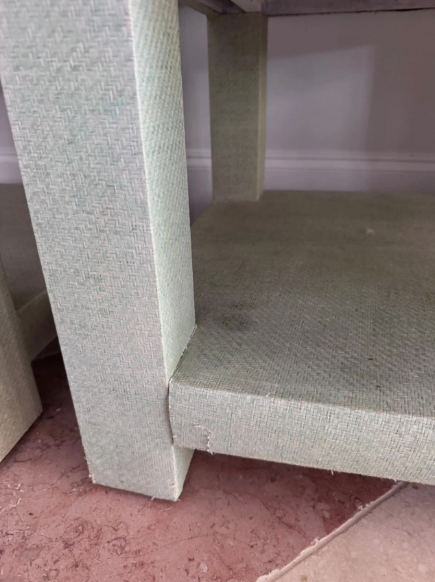 Pair Designer Grasscloth Bedside Tables From The Classic Outfitter Side Tables