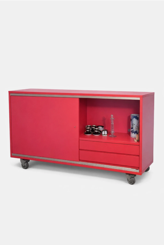 Space Furniture Italian Designer Sideboard Red Storage Cabinet Credenza Unit