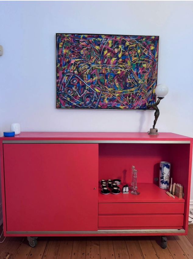 Space Furniture Italian Designer Sideboard Red Storage Cabinet Credenza Unit